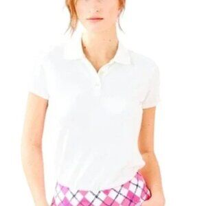 New with  Tags Lilly Pulitzer Luxletic Meredith White Polo Golf Top Short Sleeve
